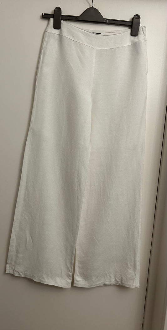 White Wide Leg Linen Trousers