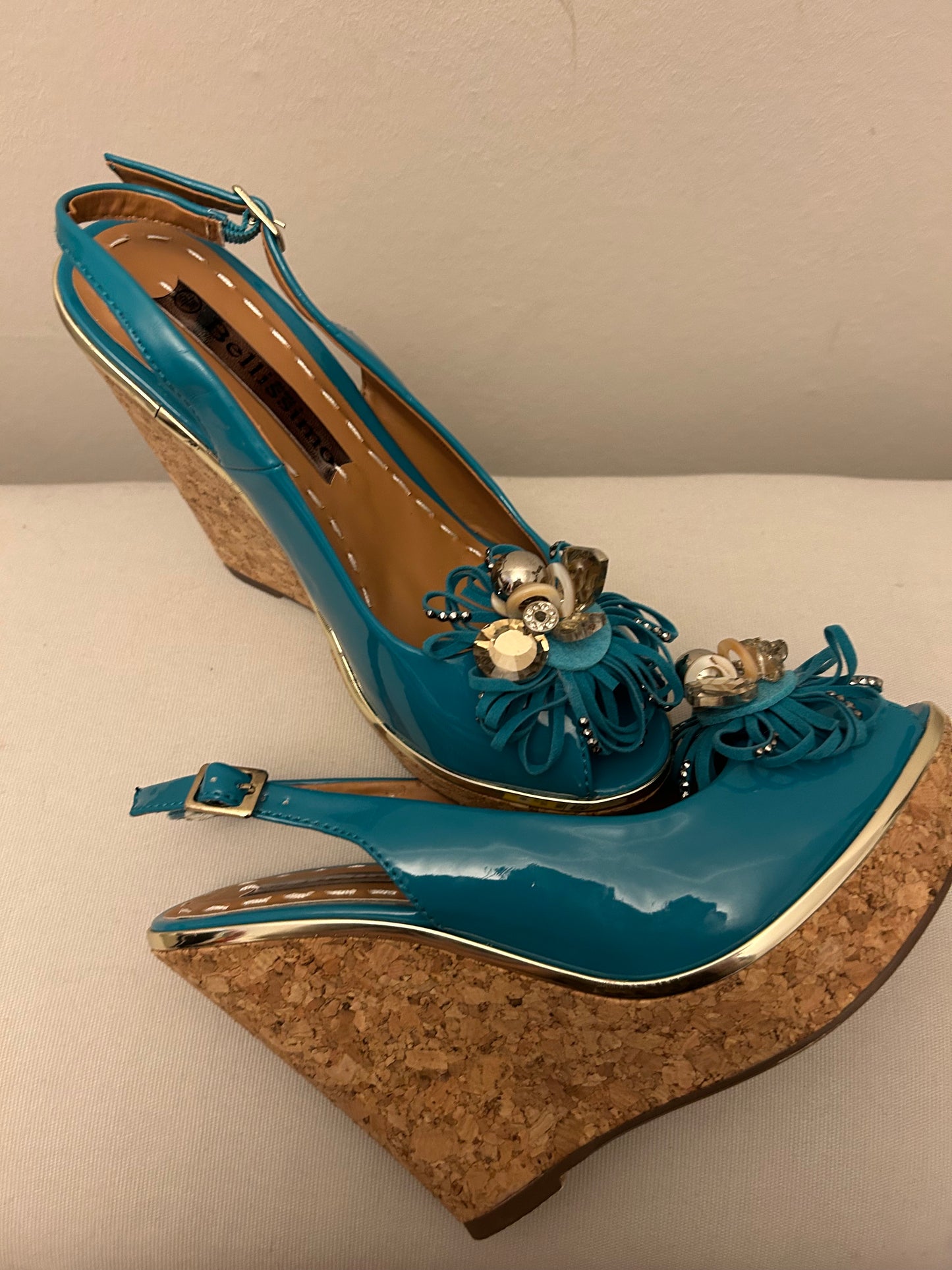 Turquoise Bellissimo Wedges Shoes
