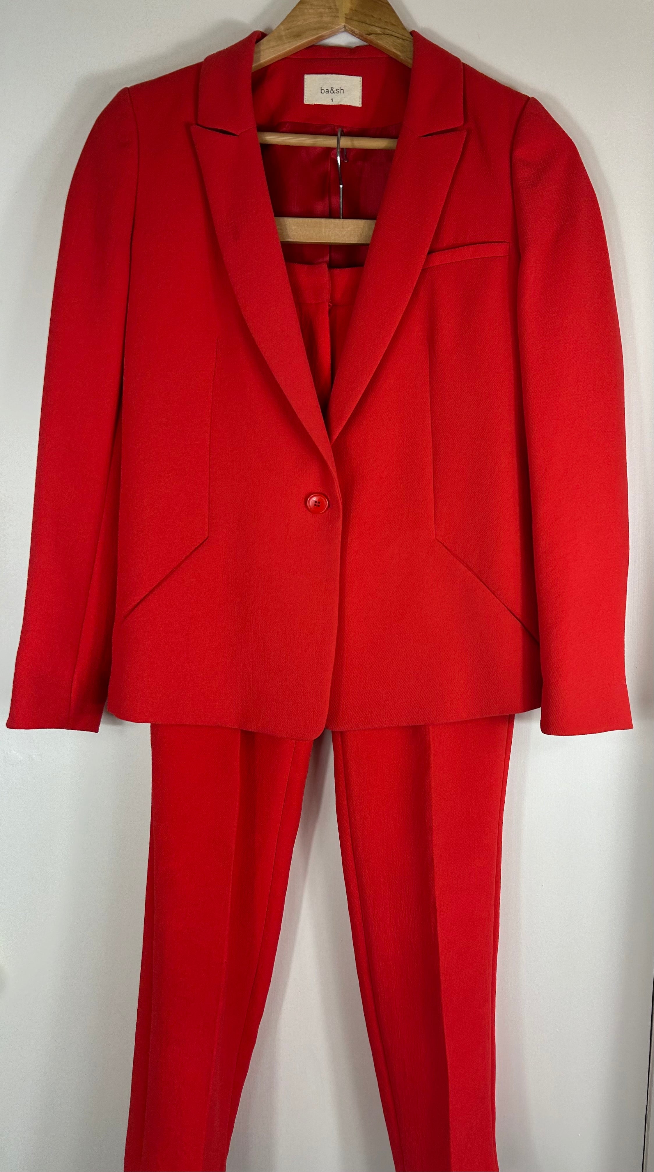 Ladies red trouser suits uk best sale