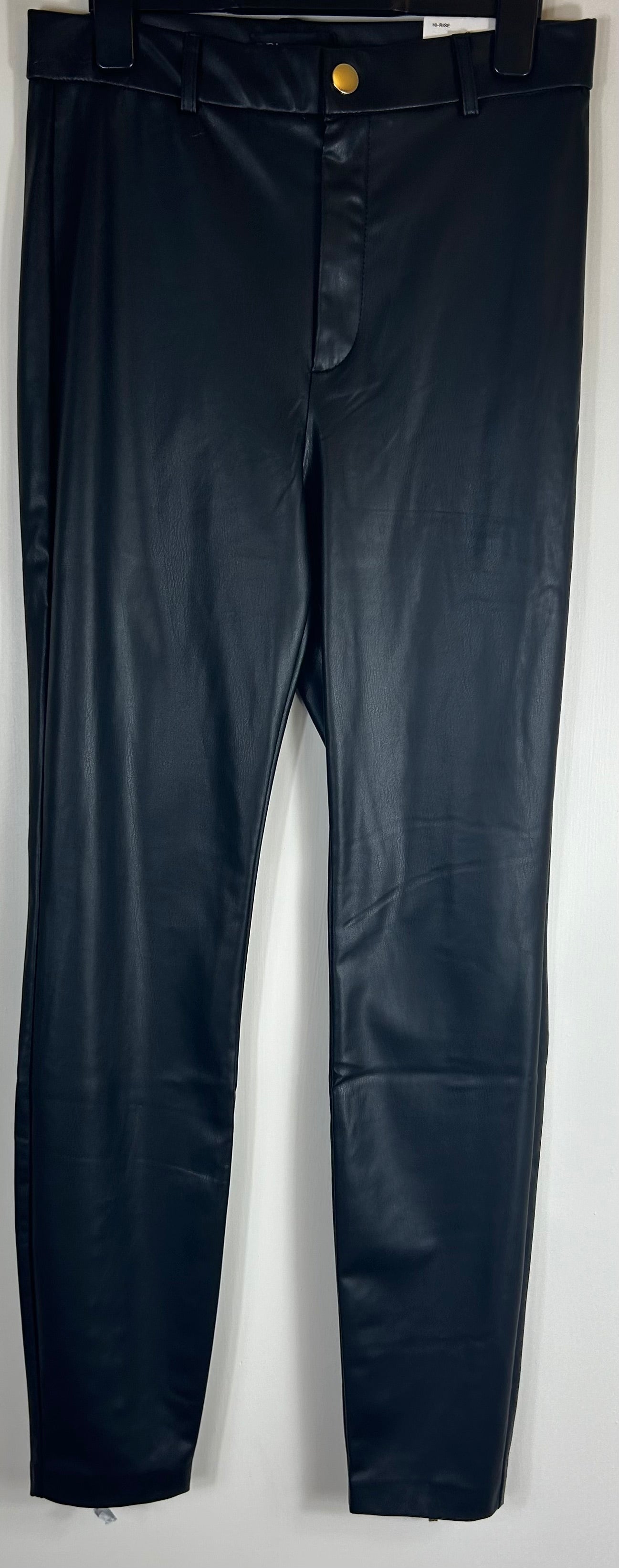 Black Faux Leather Zara  Black Straight Leg Trousers