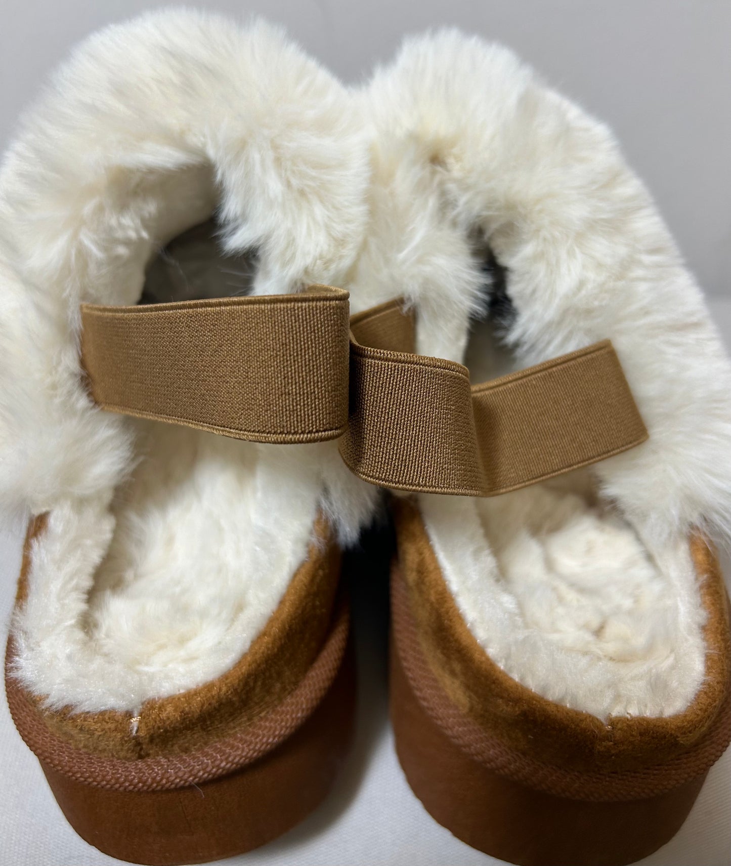 Camel Faux UGGs with Fur & sling backs