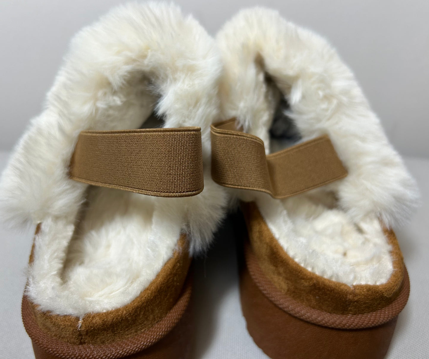 Camel Faux UGGs with Fur & sling backs