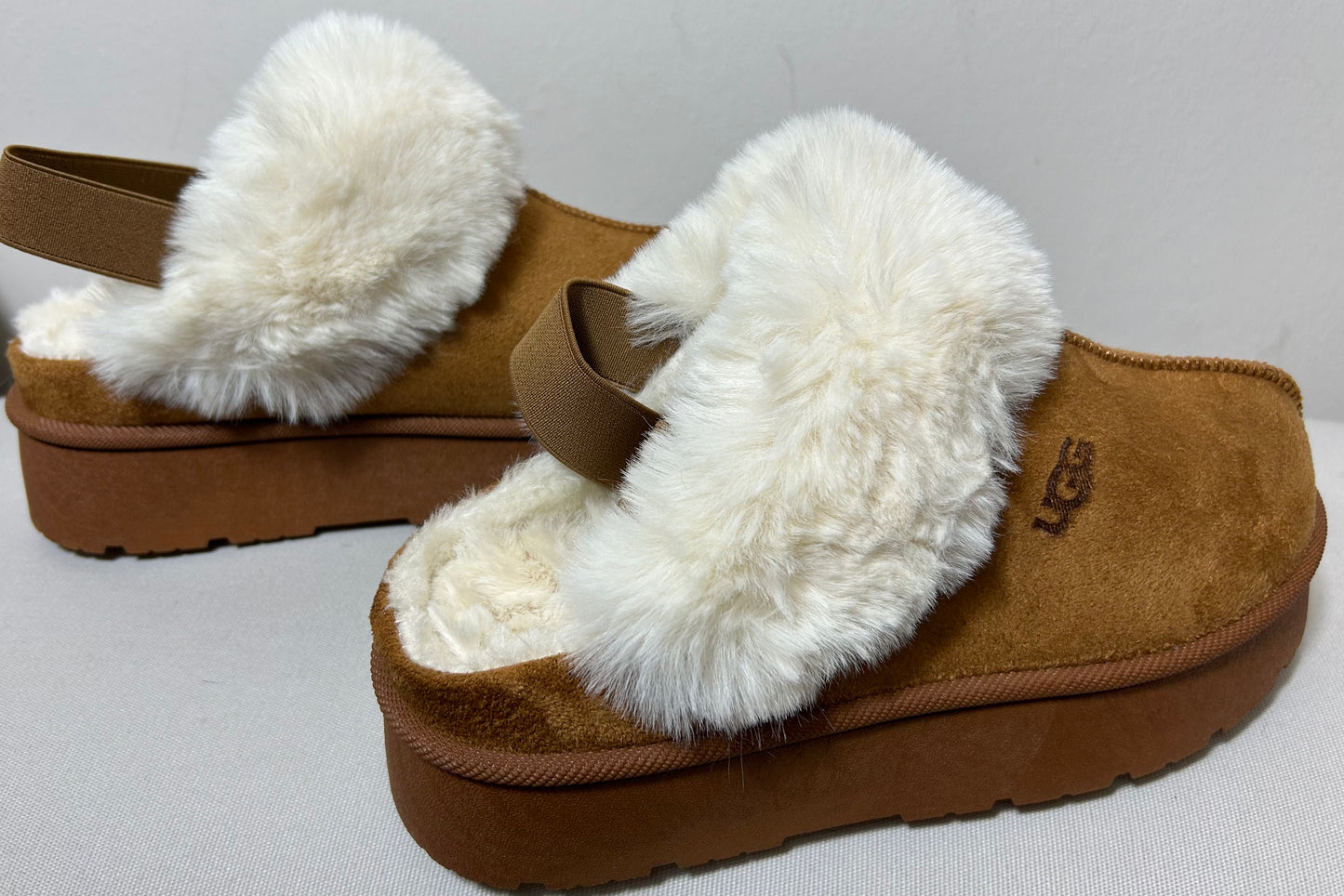 Camel Faux UGGs with Fur & sling backs