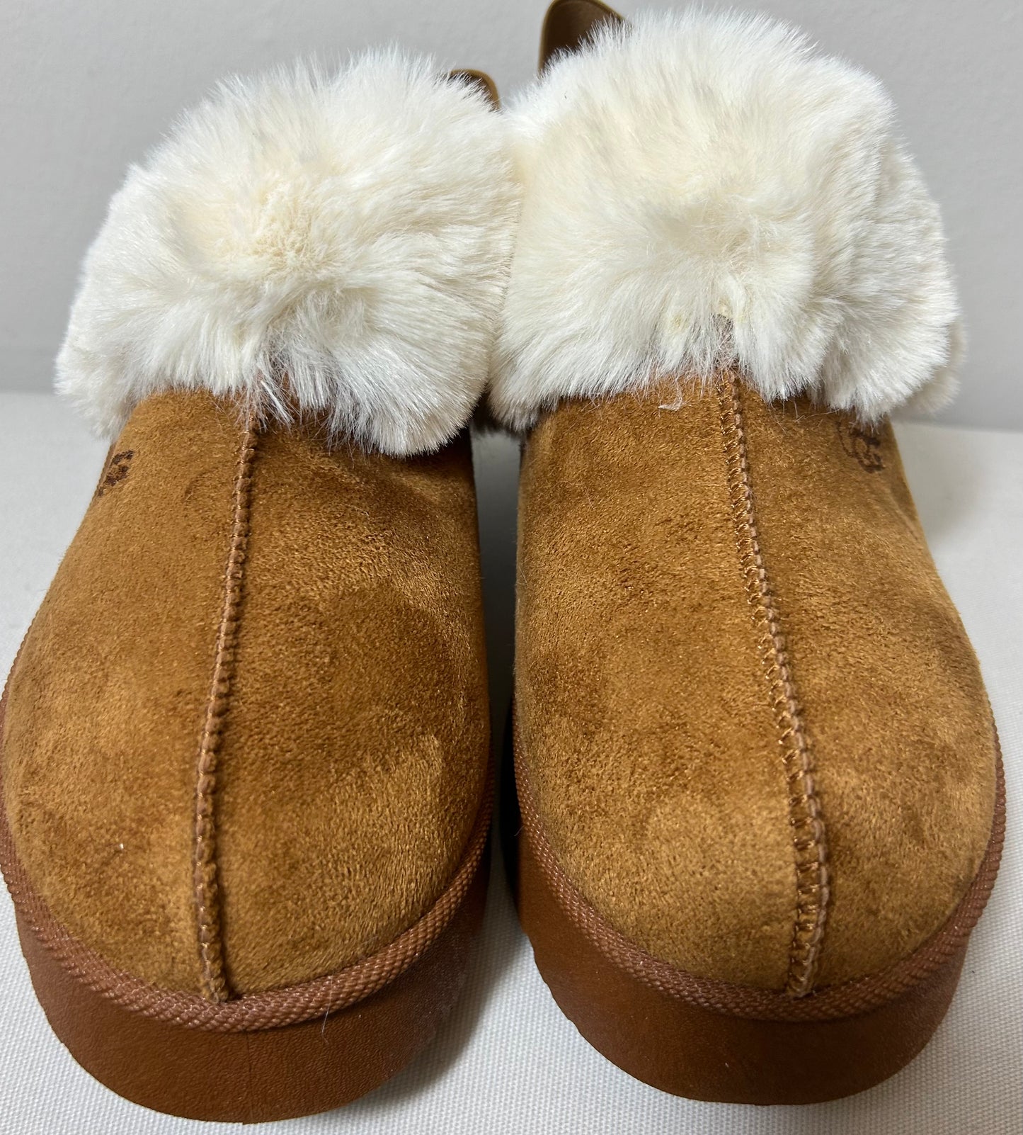 Camel Faux UGGs with Fur & sling backs
