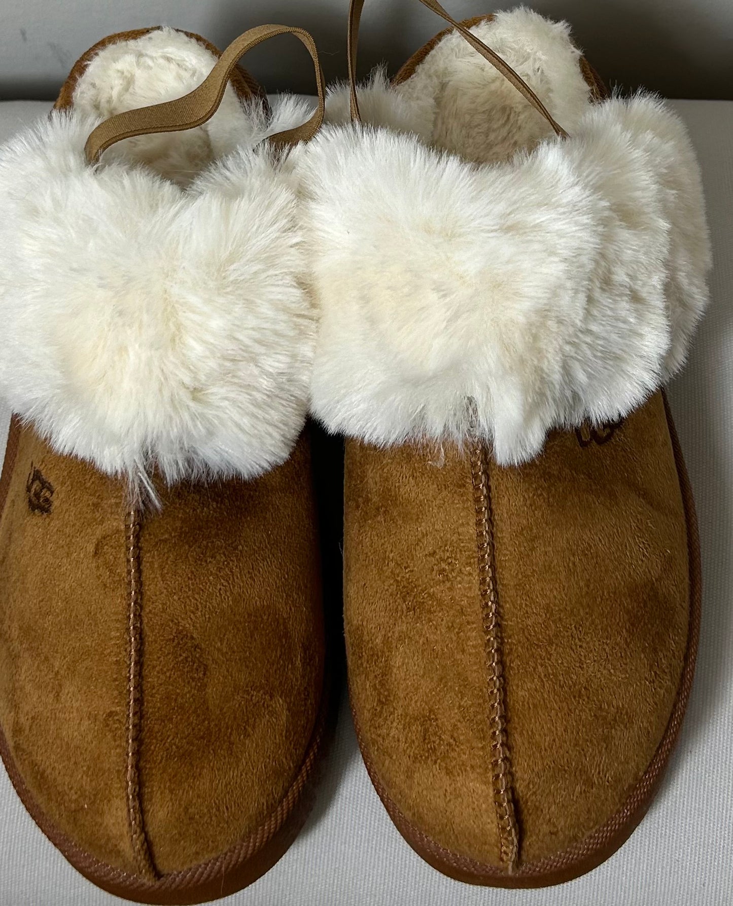 Camel Faux UGGs with Fur & sling backs