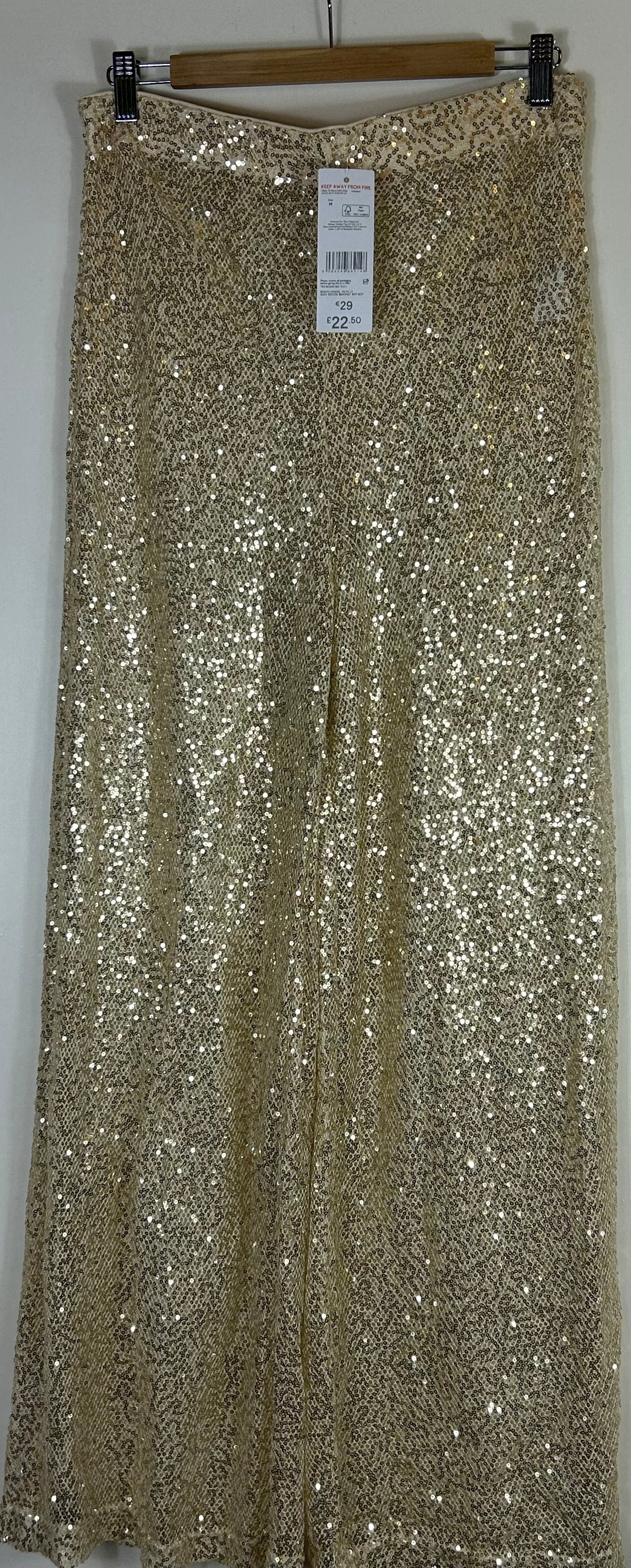 Gold Sequence Sheer Wide Leg Trousers
