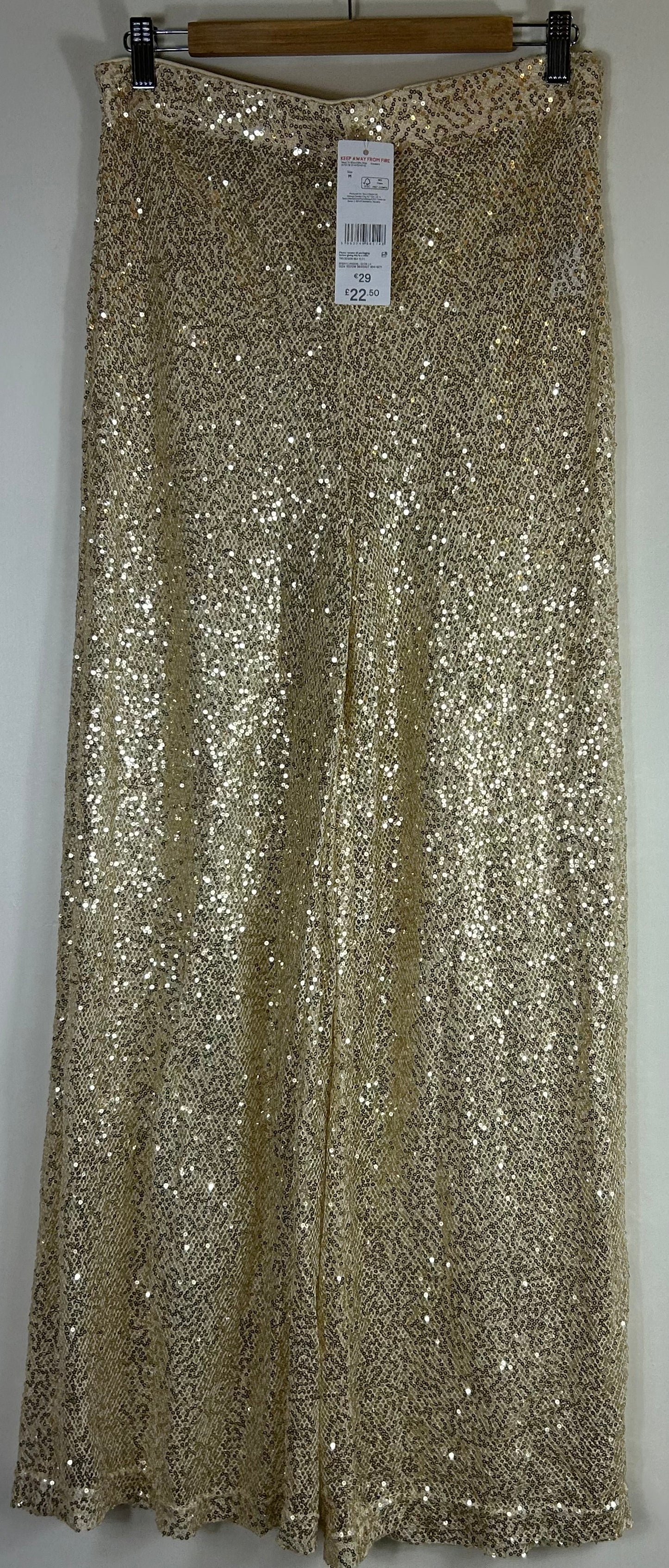 Gold Sequence Sheer Wide Leg Trousers