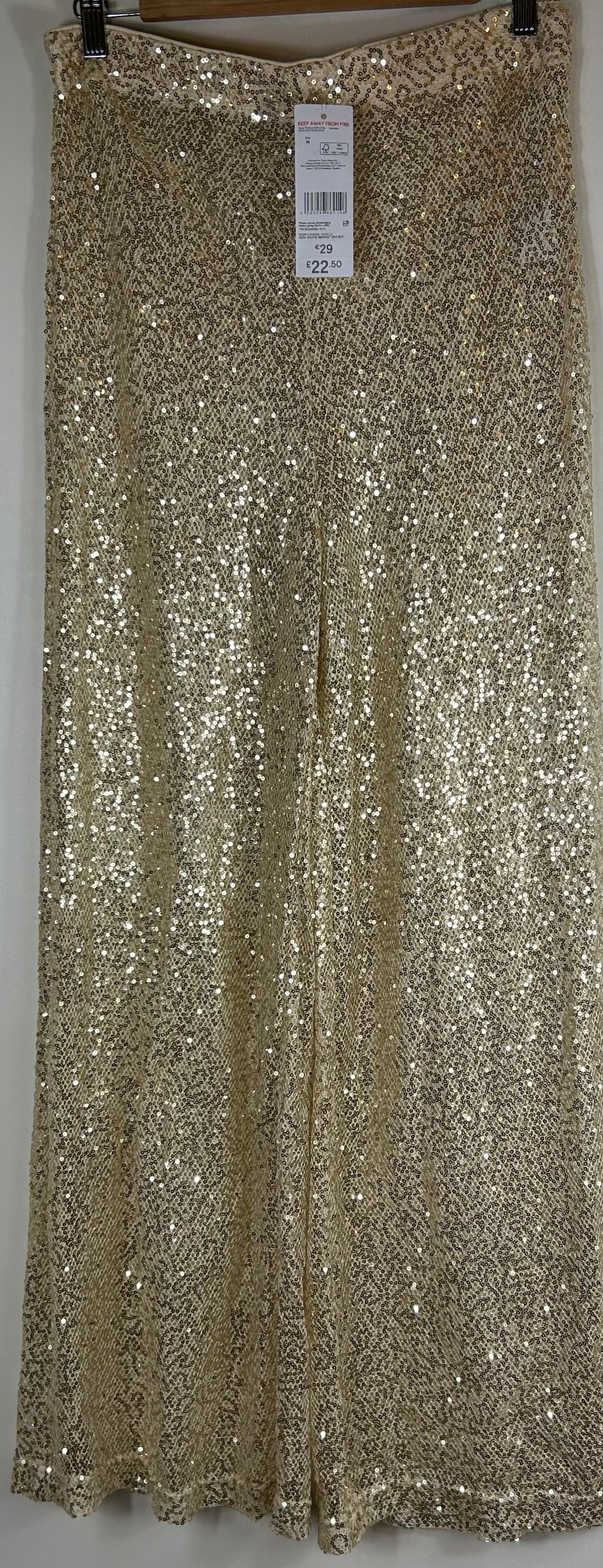 Gold Sequence Sheer Wide Leg Trousers