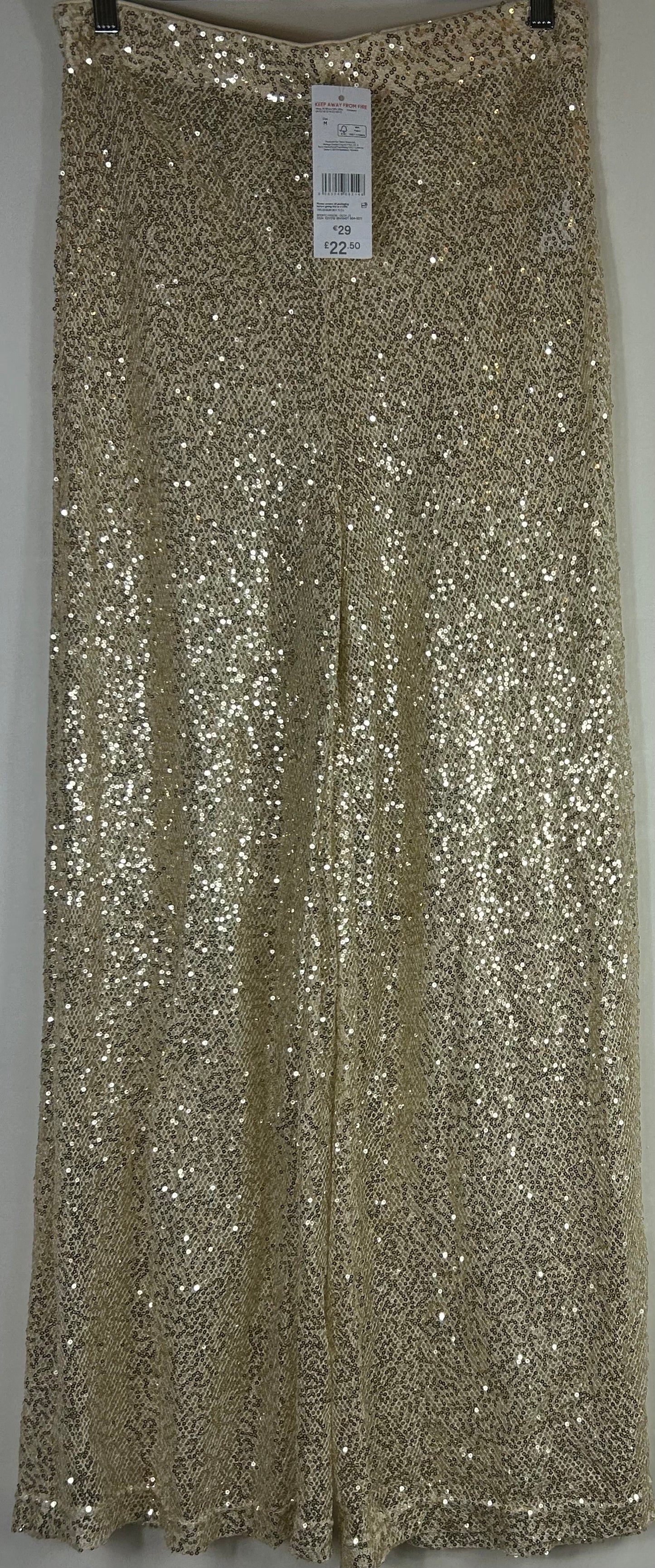 Gold Sequence Sheer Wide Leg Trousers
