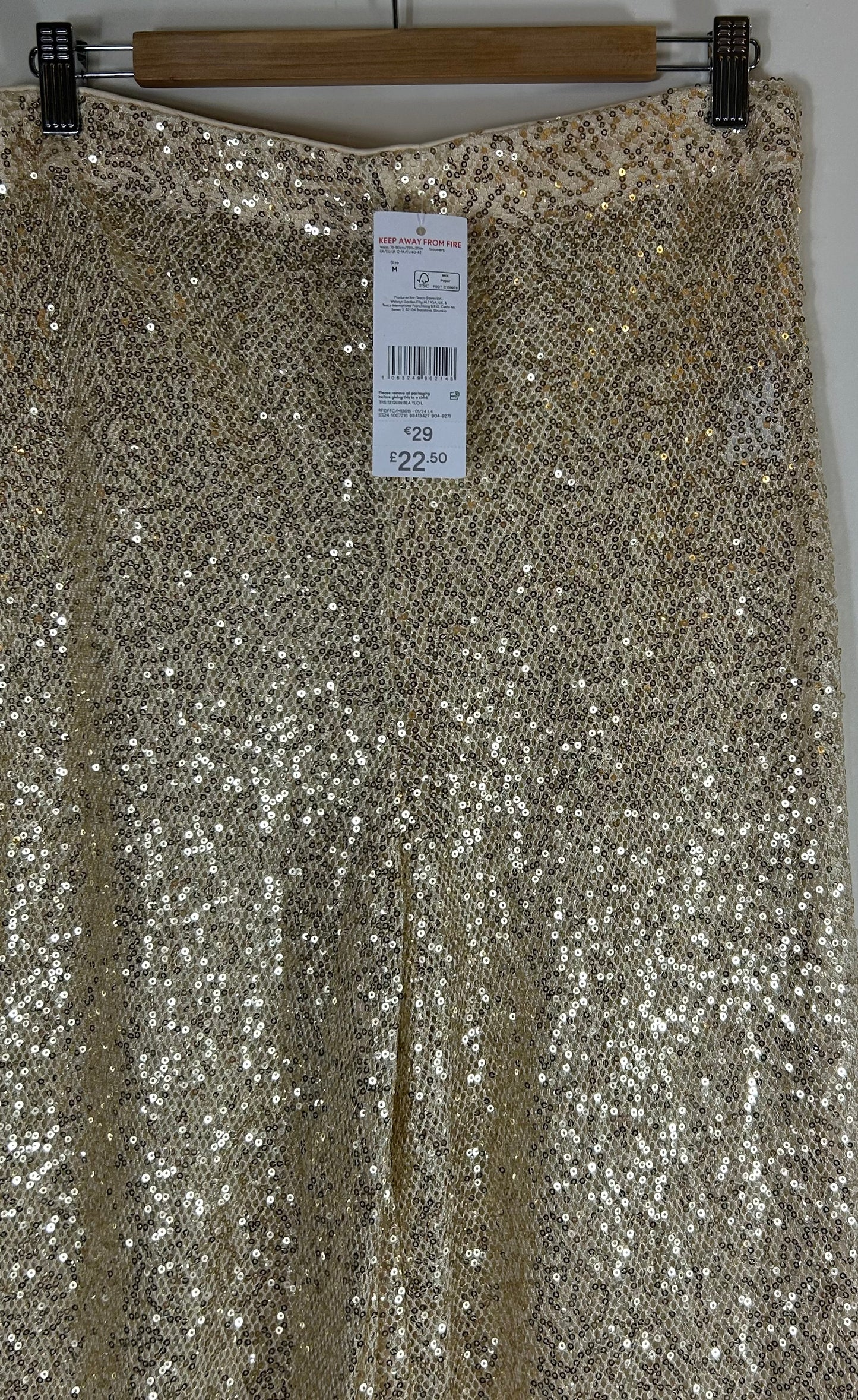 Gold Sequence Sheer Wide Leg Trousers