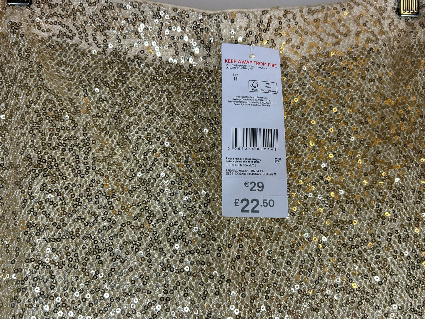 Gold Sequence Sheer Wide Leg Trousers