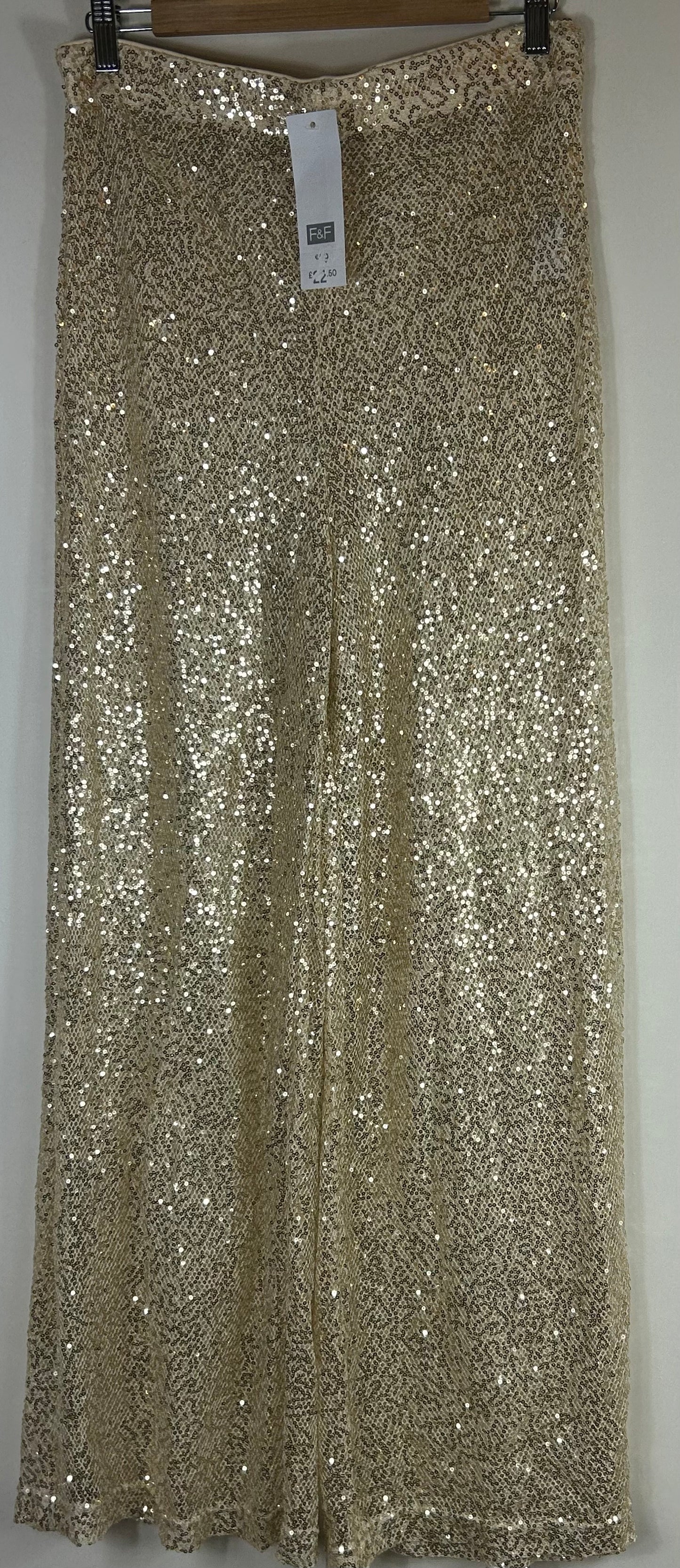 Gold Sequence Sheer Wide Leg Trousers