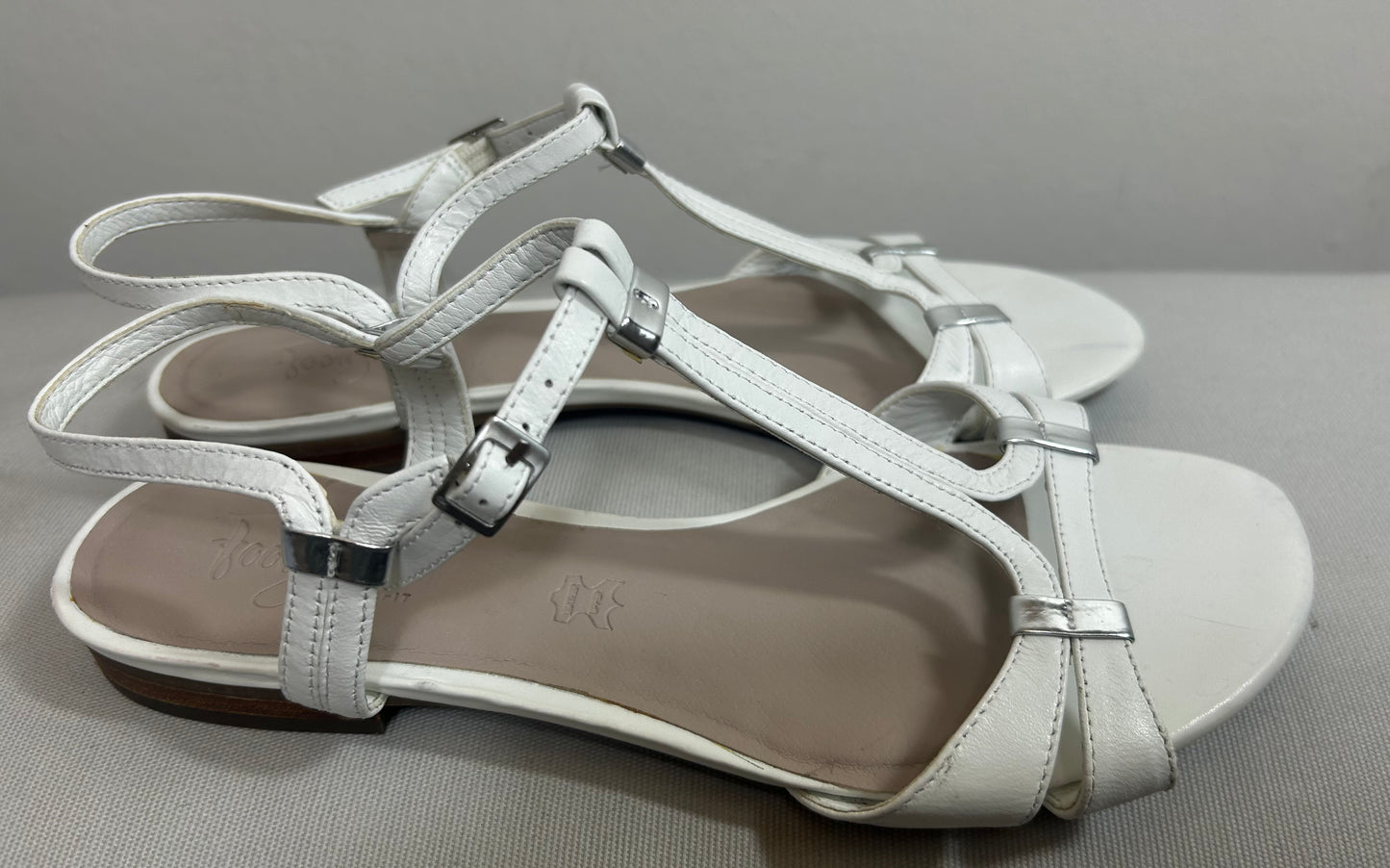 White Footgove Flat Strappy Sandals