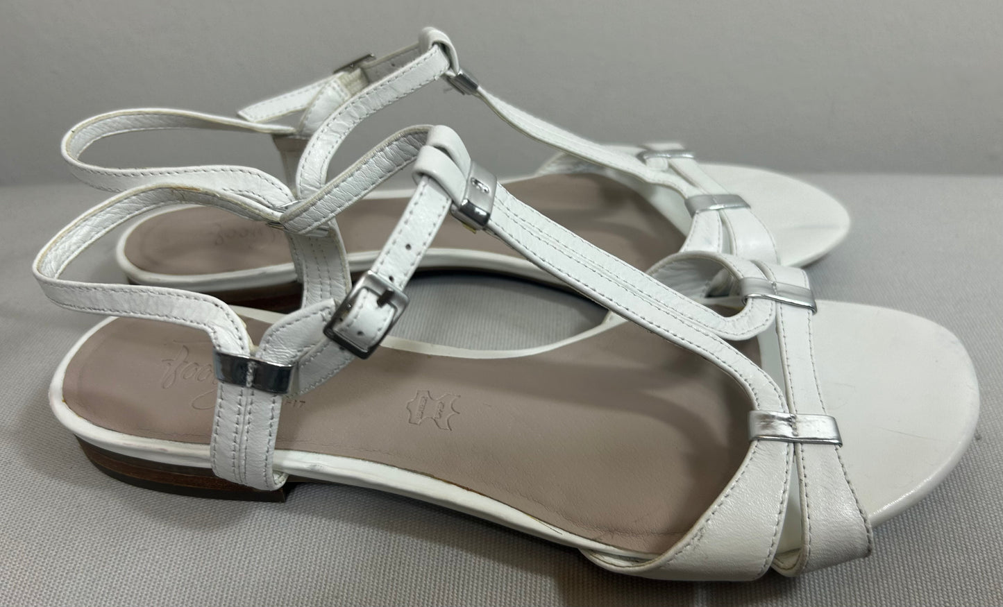White Footgove Flat Strappy Sandals